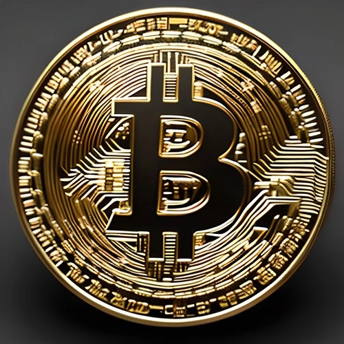 Eine goldene BTC-Münze