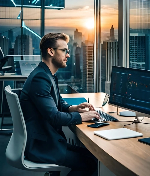 Ein Trader, der online Krypto-Assets sendet