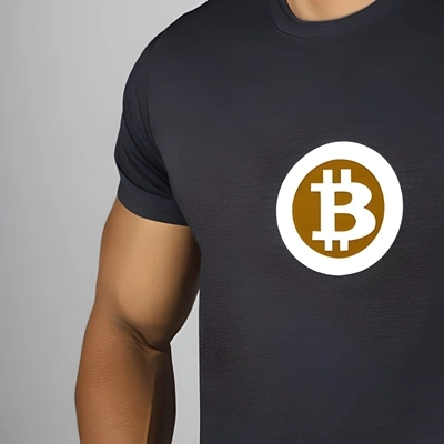 Ein T-Shirt mit Bitcoin-Logo darauf